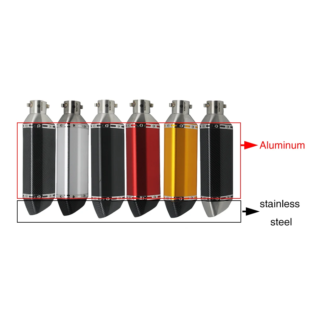 ZSDTRP 38-51 мм универсальный глушитель выхлопной трубы из нержавеющей стали для мотоцикла из углеродного волокна для грязного велосипеда/уличного велосипеда/скутера/ATV/Quad