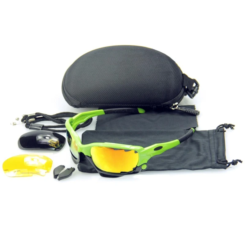 3 Lens Polarized Cycling Glasses Jaw Sport Cycling Sunglasses Men UV400 Breaker MTB Cycling Eyewear Bike Bicycle Goggles