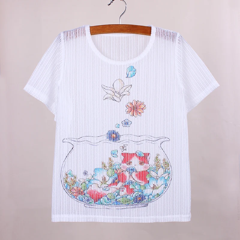Женская летняя футболка с принтом кошки в западном стиле|top tees|fashion teest shirt 2016 |