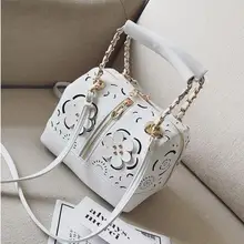 Выдолбленные цветы заклепки высокое качество дизайнерская женская сумка Бостонская кожаная сумка женская сумка через плечо женская сумка 3 цвета