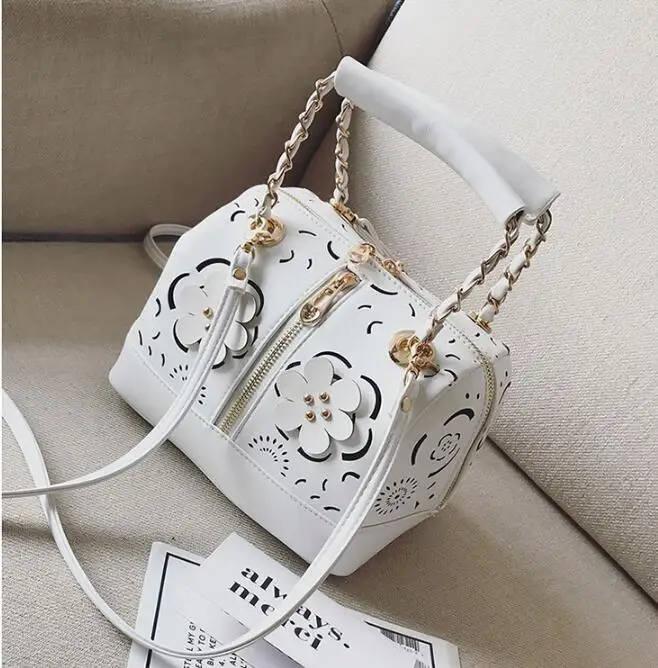 Hollowed flowers Rivet High Quality Designer Women Boston Bag Leather Bag Women Crossbody Bag Ladies Tote 3 colors Hollowed flowers Rivet High Quality Designer Women Boston Bag Leather Bag Women Crossbody Bag Ladies Tote 3 colors