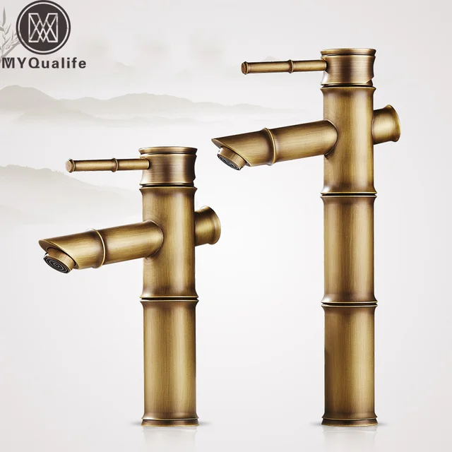 antique brass faucet. antique brass bamboo bathroom sink faucet lavatory vessel hot and cold water crane taps deck