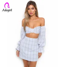 Slash neck Dress crop tops + slim dress suit corset with button puff sleeve off shoulder straight dress plaid cotton vestido Slash neck Dress crop tops + slim dress suit corset with button puff sleeve off shoulder straight dress plaid cotton vestido