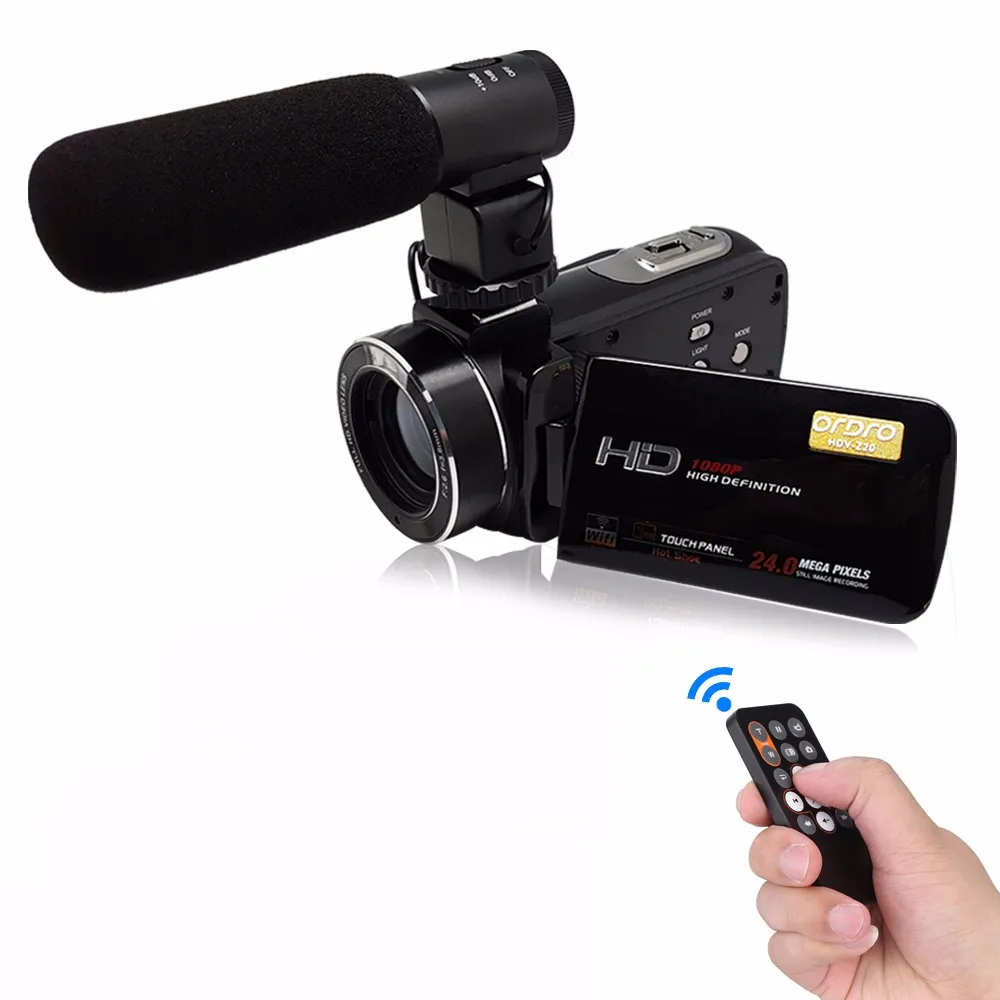 Супер HDV-Z20 24Mp Wifi 1080P Full HD Цифровая видеокамера с удаленным внешним широкоугольным