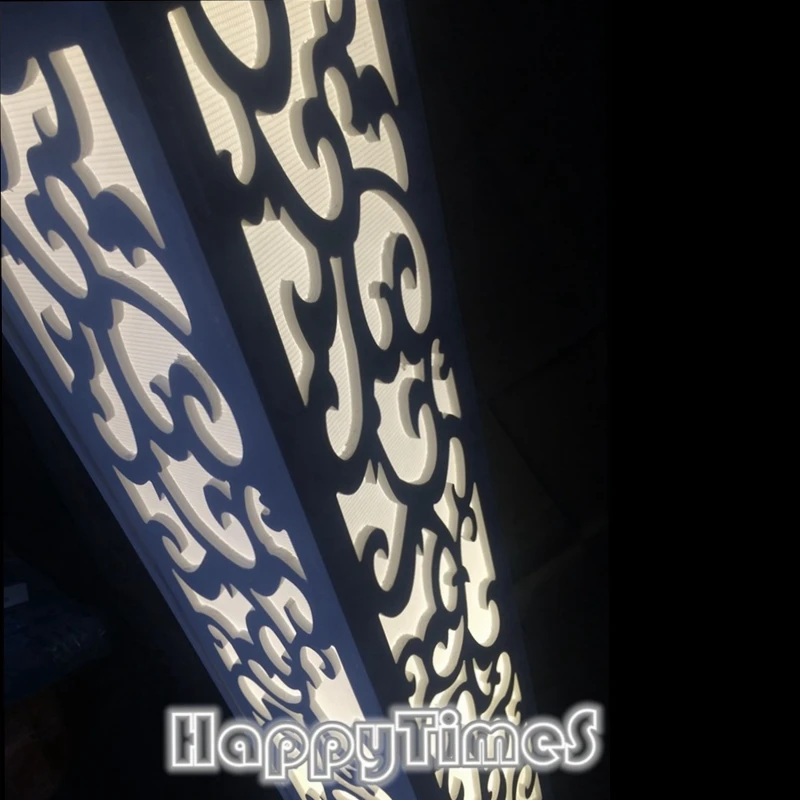  115*20*20cm Luxury Wedding Carved Pillar Christmas Road Lead Flower Stand With LED Light Built-In - 32364515118