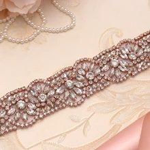 MissRDress розовое золото Хрустальный пояс невесты элегантный стразы свадебный пояс со стразами для невесты лента для свадьбы платья для торжественных случаев JK822