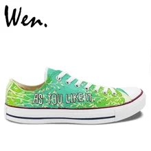 Wen Green Hand Painted Shoes Design Custom As You Like It Birthday Gifts Men Women’s Low Top Canvas Sneakers