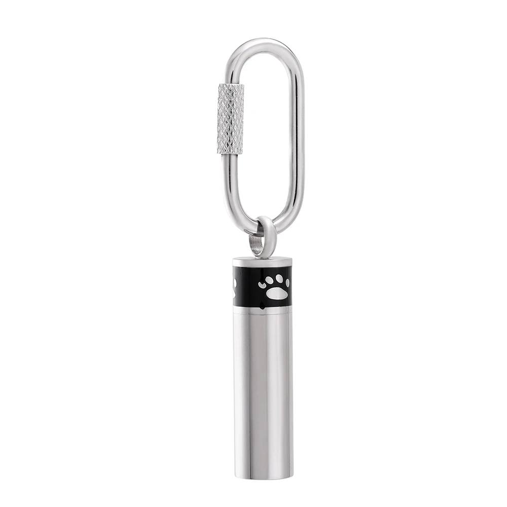 

IJK2059 Personalized unisex ring for cremation keychain Paw Printed Memorial urn Cylinder Keyring for Ashes Men Women Jewelry