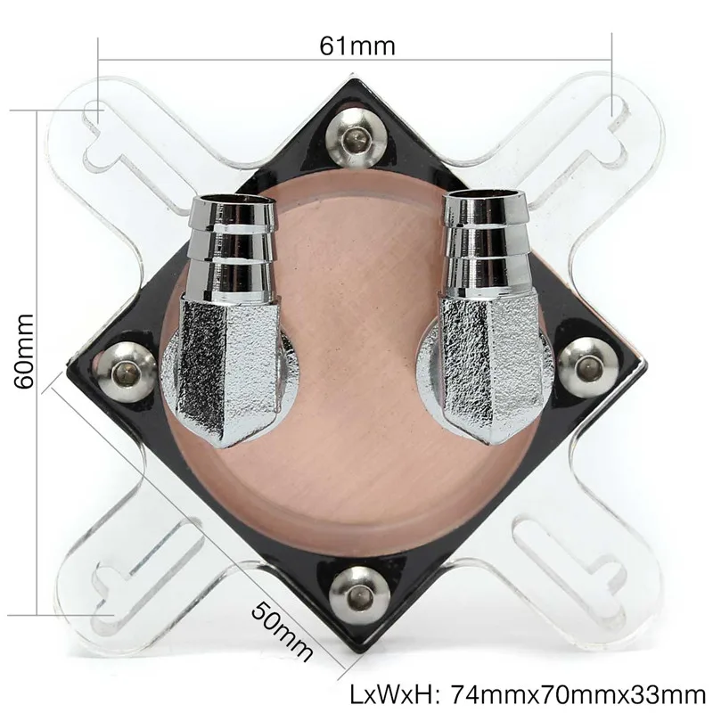 Высокое качество медное основание охлаждения ЦП водоблок ЦП водяное охлаждение блок 74x70x33 мм холодный внутренний канал для AMD INTEL Universial