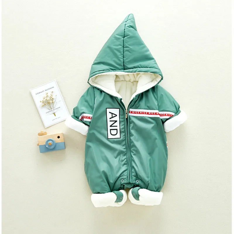 

Winter Rompers Newborn Baby Girls Winter Warm Hooded Zipper Romper Long Sleeve Jumpsuit Playsuit Soft Clothes Outfits