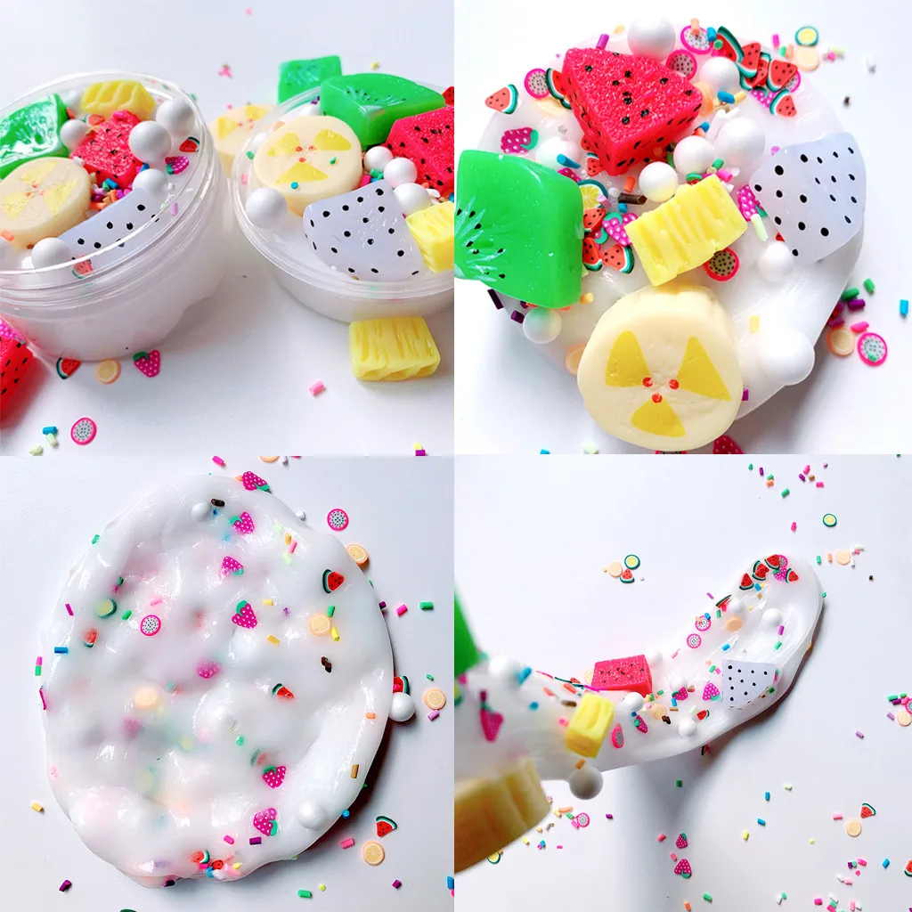 

Summer fruit platter slime decompression toy mud beautiful fruit banana decompression children kids educational toys 2019 new