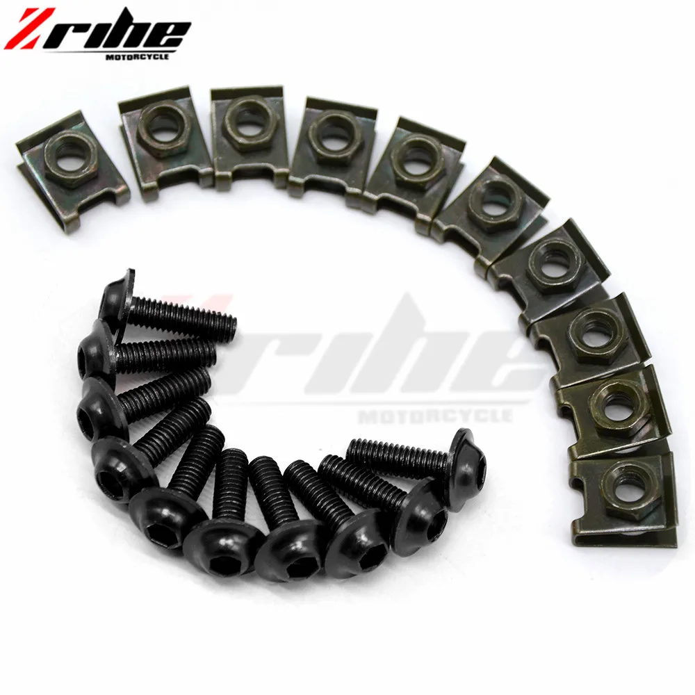 

for 10x 6mm Universal Motorcycle Fairing Body Bolts Scooter Nuts Bolts M6 Spire Speed Fastener Clips Screw Spring Bolts Nuts