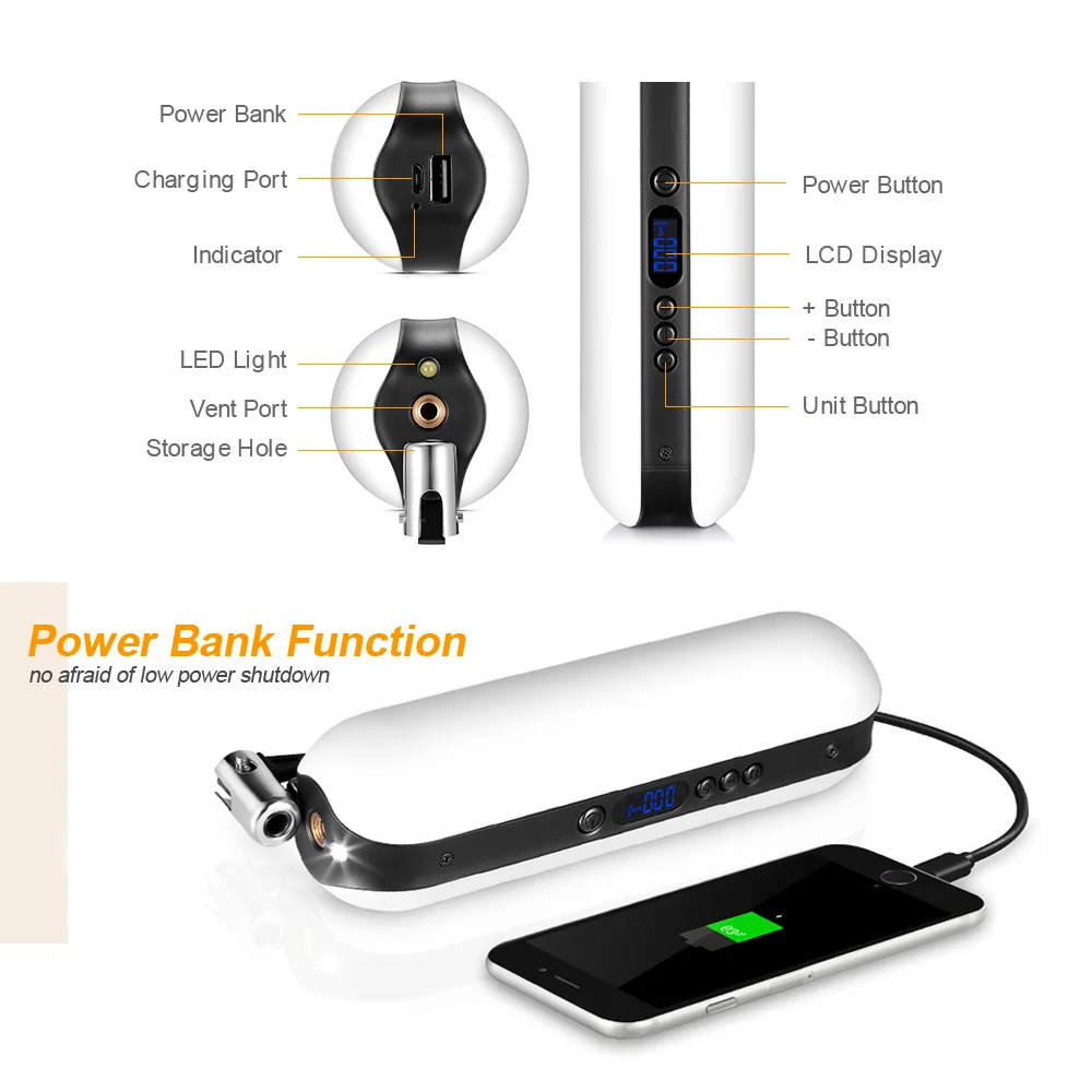 150PSI Rechargeable Inflator Portable Bicycle Electric Inflator Cycle Air Pressure Pump MTB Road Bi