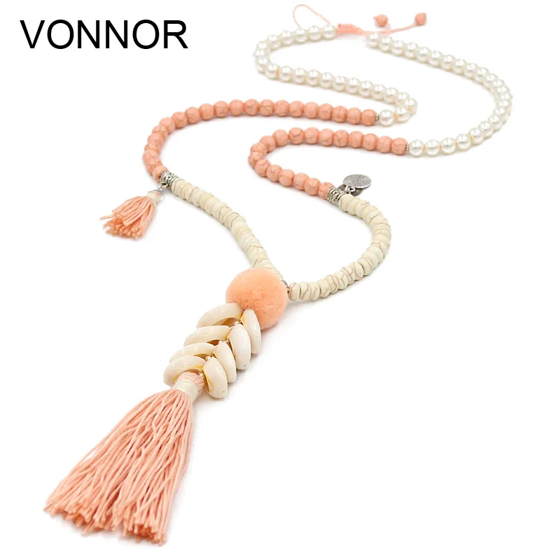 VONNOR Jewelry Women Statement Necklace Bead Strand Female Bohemian Accessories Shells Tassel Pendant Long Necklace VONNOR Jewelry Women Statement Necklace Bead Strand Female Bohemian Accessories Shells Tassel Pendant Long Necklace
