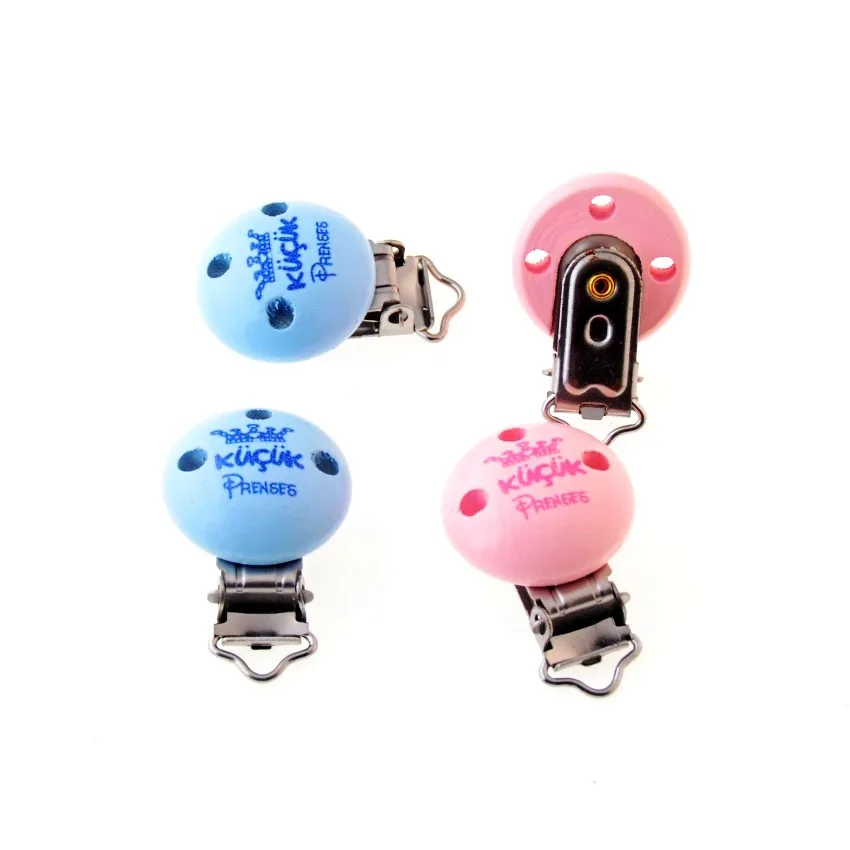 

5PCs Baby Pacifier Clips Lovely Princess Pattern White Wood Metal Holders Cute Infant Soother Clasps Funny Accessories