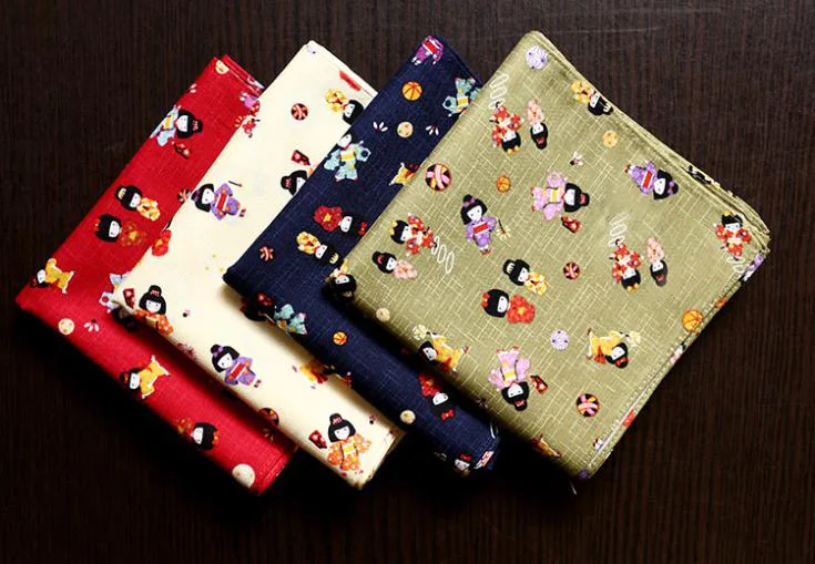Высококачественные японские носовые платки, кукольный дизайн, хлопок, плотная ткань, мужские и женские общие карманные платки платок