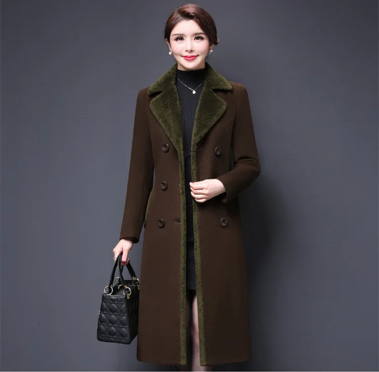Middle Aged Women Winter Long Wool Coats And Jackets For Female 2018 Elegant Overcoats Wool Outwear Jacket Button Pocket AS071 (28)