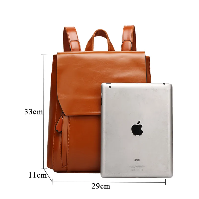 Aosbos Women Leather Backpack Oil Wax School Bag Vintage Waterproof Female Bag Pack Fashion Versatile Travel Backpacks