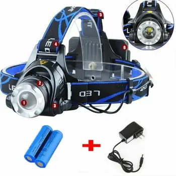

MINI Portable Rechargeable Head Light T6 LED Camping Waterproof Headlamp Fishing Headlight Flashlight Torch Zoomable+Charger