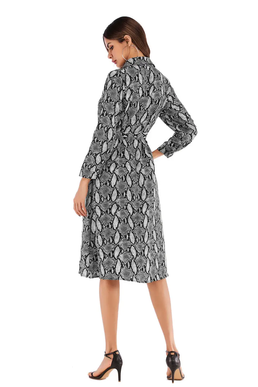 Gladiolus Chiffon Spring Dress Women 34 Sleeve Turn-Down Collar Leopard Print Belt Women Shirt Dress 2019 Autumn Sexy Dresses (28)