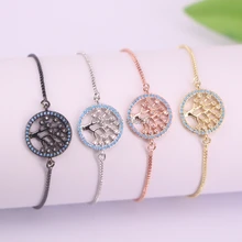 Мода 10 шт. Micro Pave CZ стразами Дерево жизни разъем регулируемый браслет из бисера