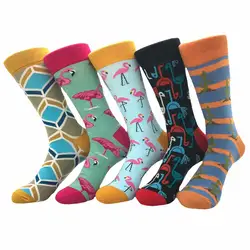 10 шт. = 5 пар Новый happy sock многоцветный мультфильм животных страуса большие площади кактус модные повседневные коттоновые носки мужские