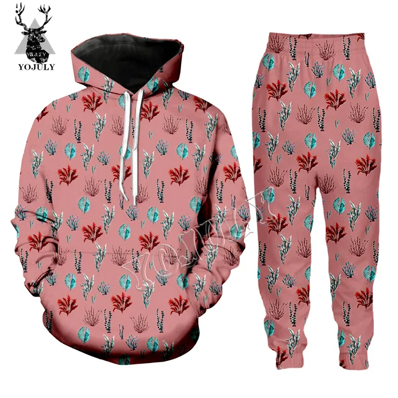 Hoodie YOJULY/набор розовых футболок унисекс с 3D принтом и цветочным принтом для мужчин и женщин, Повседневный свитер с круглым вырезом/пуловер/толстовка/шорты/штаны/Одежда, топы Y57 - Цвет: Hoodie