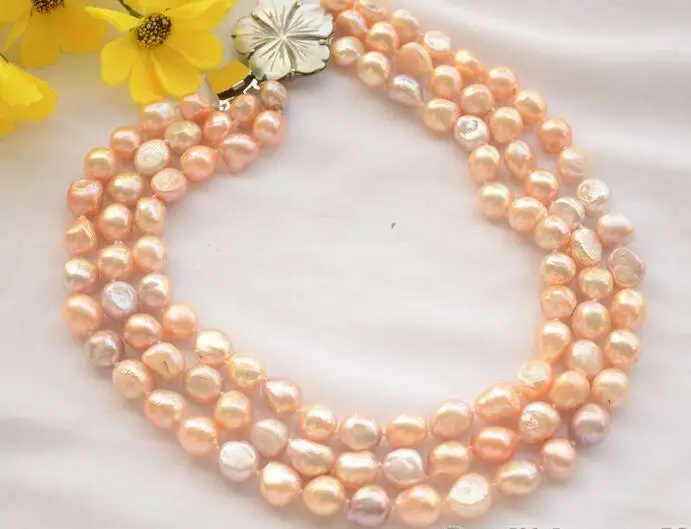 

song voge gem nanJ1313 3strands pink baroque freshwater cultured pearl necklace