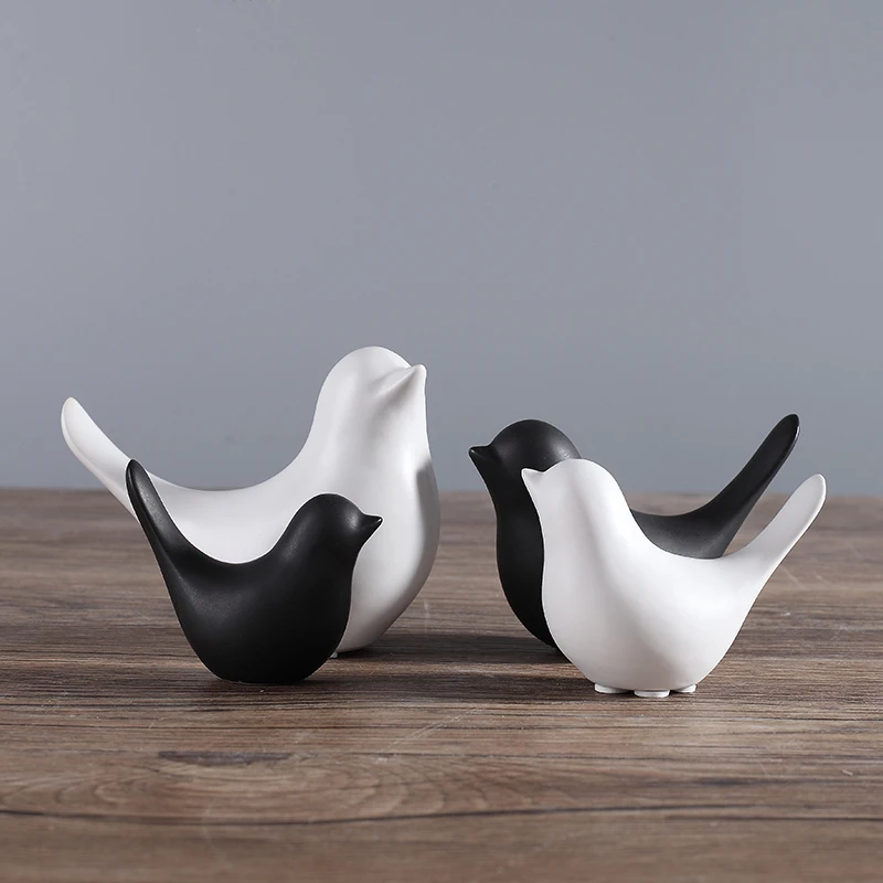 Past Style Creative Black White Birds Decoration Office Desktop Past Style Creative Black White Birds Decoration Office Desktop Mini Figurines Home Feng Shui Art Miniatures Wedding Gifts In