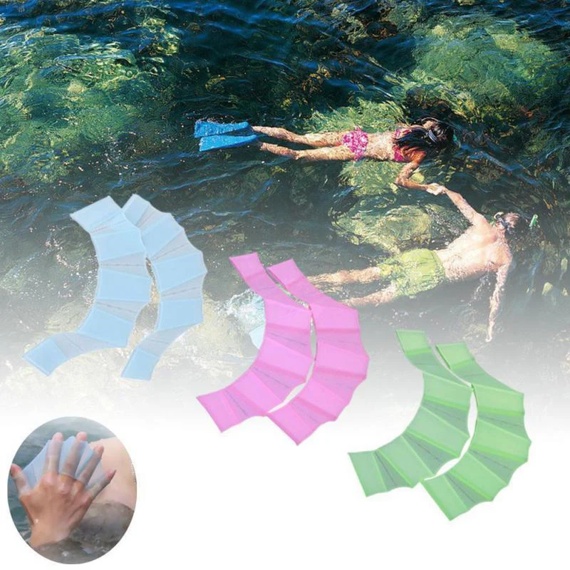 1 пара унисекс лягушка Тип силиконовые пояса плавающие Пальмовые перчатки с сеткой весло водные виды спорта для начинающих ласты для рук