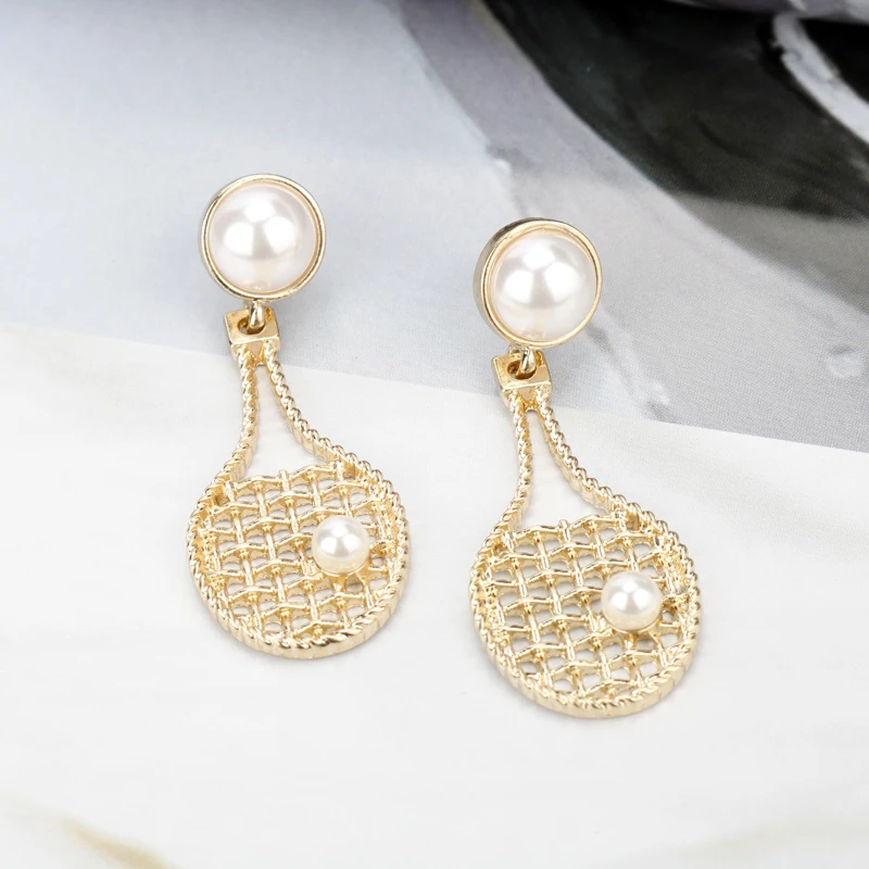 dongsheng Fashion Sports Earrings Charms Tennis Racket Earrings Gold