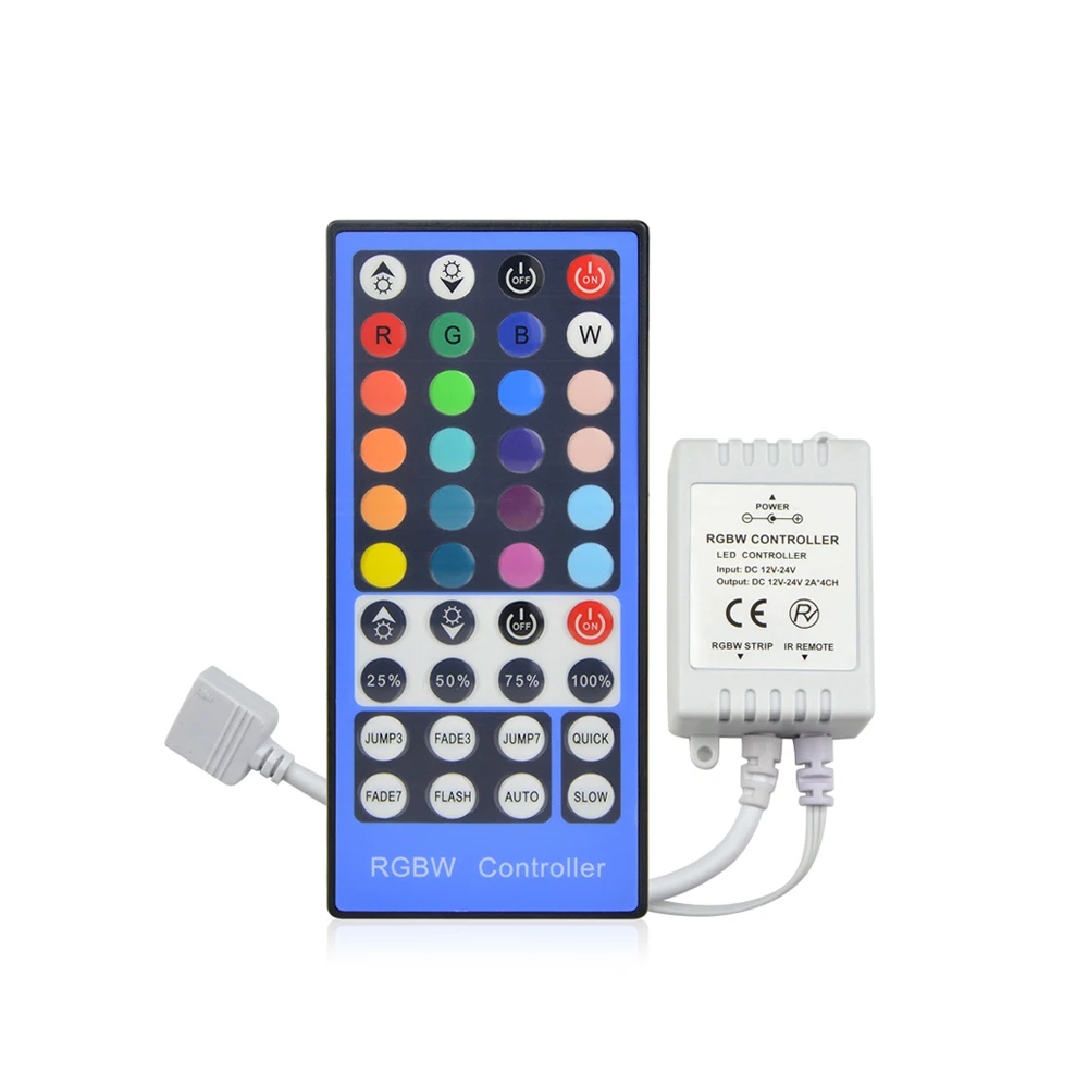 RGBW/RGBWW регулятор линейного светильника 40-кнопочный ИК удаленщиками для 5050 RGBW/RGBWW светодиодные светильники DC12V-24 V двумя разъемами Выход удаленщиками