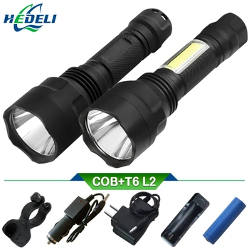 

portable light cob cree xm l2 tactical led flashlight xml t6 torch for bicycle Camping lights penlight flash light 18650 battery