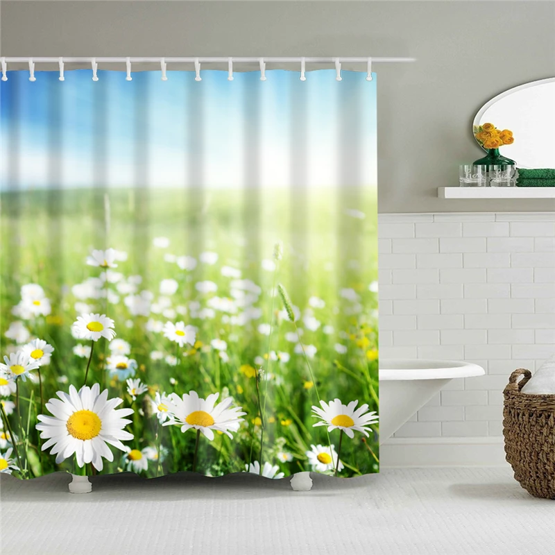 Waterproof Bath Shower Curtains 3d Flowers Printing Custain for Bathroom High Quality Polyester Bath Screen Home Decoration - Цвет: C0304