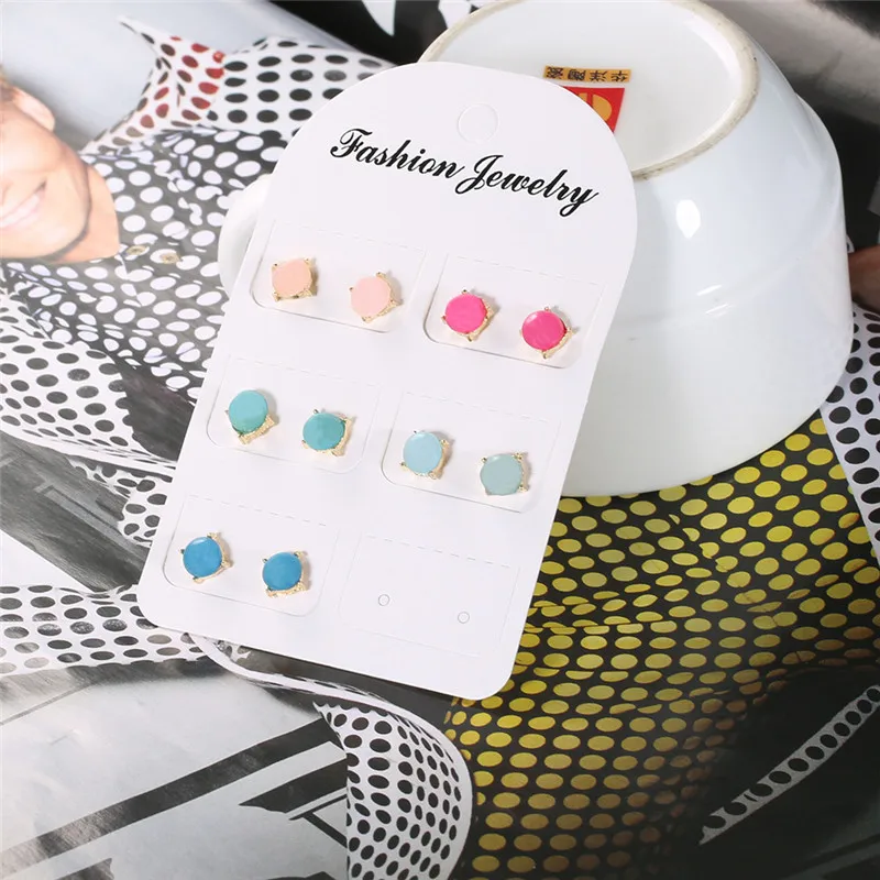 

10pcs/set Boho Colorful Crystal Stone Ocean Opal Beach Sea Earrings Set Vintage Rudder Stud Earring for Women Brincos Jewelry