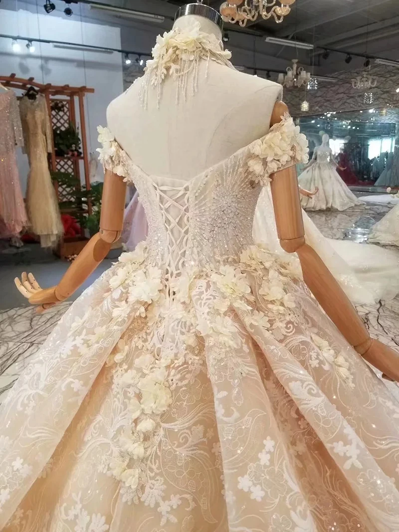 LS11007 цветы воротник Свадебные платья с открытыми плечами Милая Платье невесты Лидер продаж свадебное платье принцессы фея
