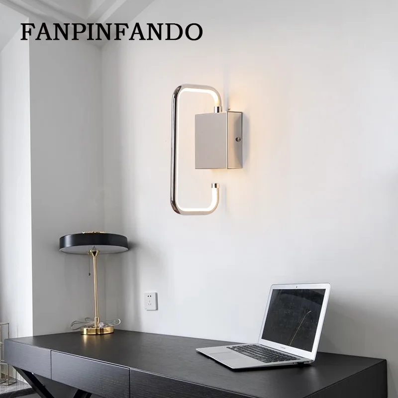 

new modern led wall lamp Aluminum plating home lighting living room Restaurant bedroom foyer Wall light Chrome gold plating