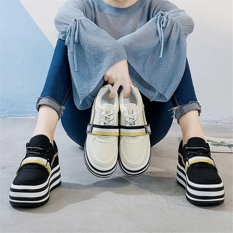 

winter new women shoes platform sneakers 5.5 cm heel thicken winter shoes solid canvas casual shoes high quality women sneakers