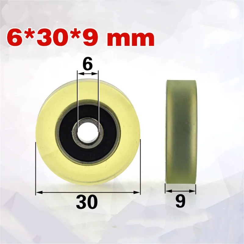 

[PU0630-9]1PCS polyurethane PU low noise Vending machine bearing roller currency count manchine TPU rubber roller 6*30*9mm