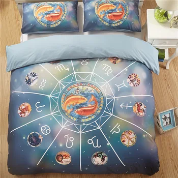 

Twelve constellations Digital print Bedding Set Quilt Cover Design Bed Set Bohemian a Mini Van Bedclothes 3pcs BE1263