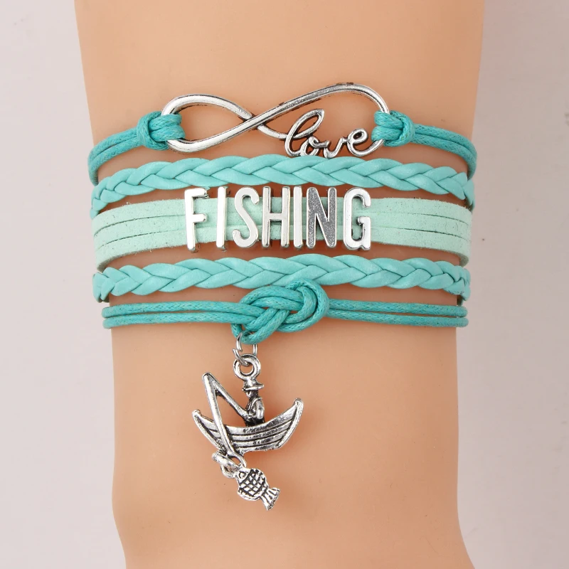 NCRHGL Infinity love FISHING bracelets bangles boat charm braided pu