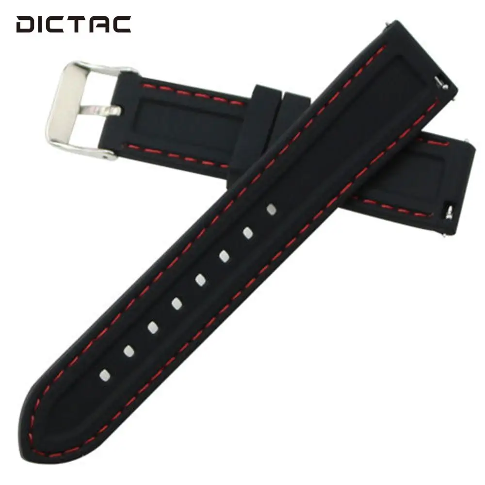 

Black Silicone Watch Band Wrist Straps Unisex Genuine Replacement Wrist Band Stainless Steel Men'S