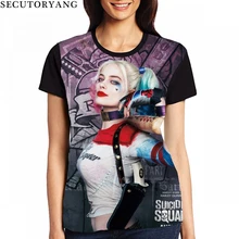 

SECUTORYANG Women Suicide Squad 3D t shirt Harley Quinn Joker Anime T-shirts Female Summer Tops Short Sleeve O-Neck Ladies Tees