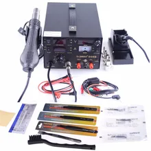 SAIKE 909D 220 В или 110 В обновление 3 в 1 фена паяльная станция dc источник питания+ подарки