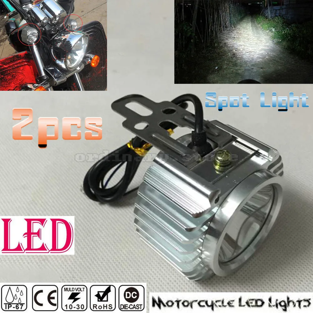 

2pcs Super Bright Chrome Electric Bike Motorcycle LED Headlight Driving Fog Spot Work Headlamp Spotlight Head Night Light Lamp