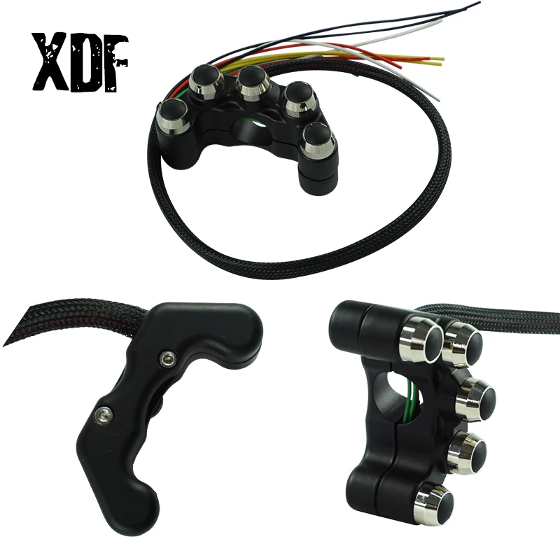 

Universal 7/8" 22mm Aluminum Handlebar Motorcycle Switches Horn Fog Headlight Hazard Brake ON-OFF Start Kill Switch 5 Buttons