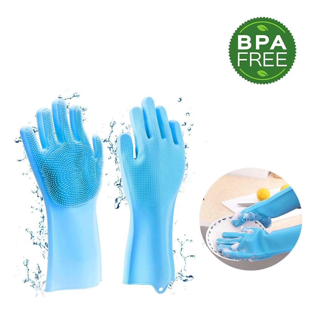 

1Pair Washing Gloves Silicone Scrubber Non-Slip Magic for Kitchen DishWash Gloves Cleaning Glove Household Cleaning Tools brush