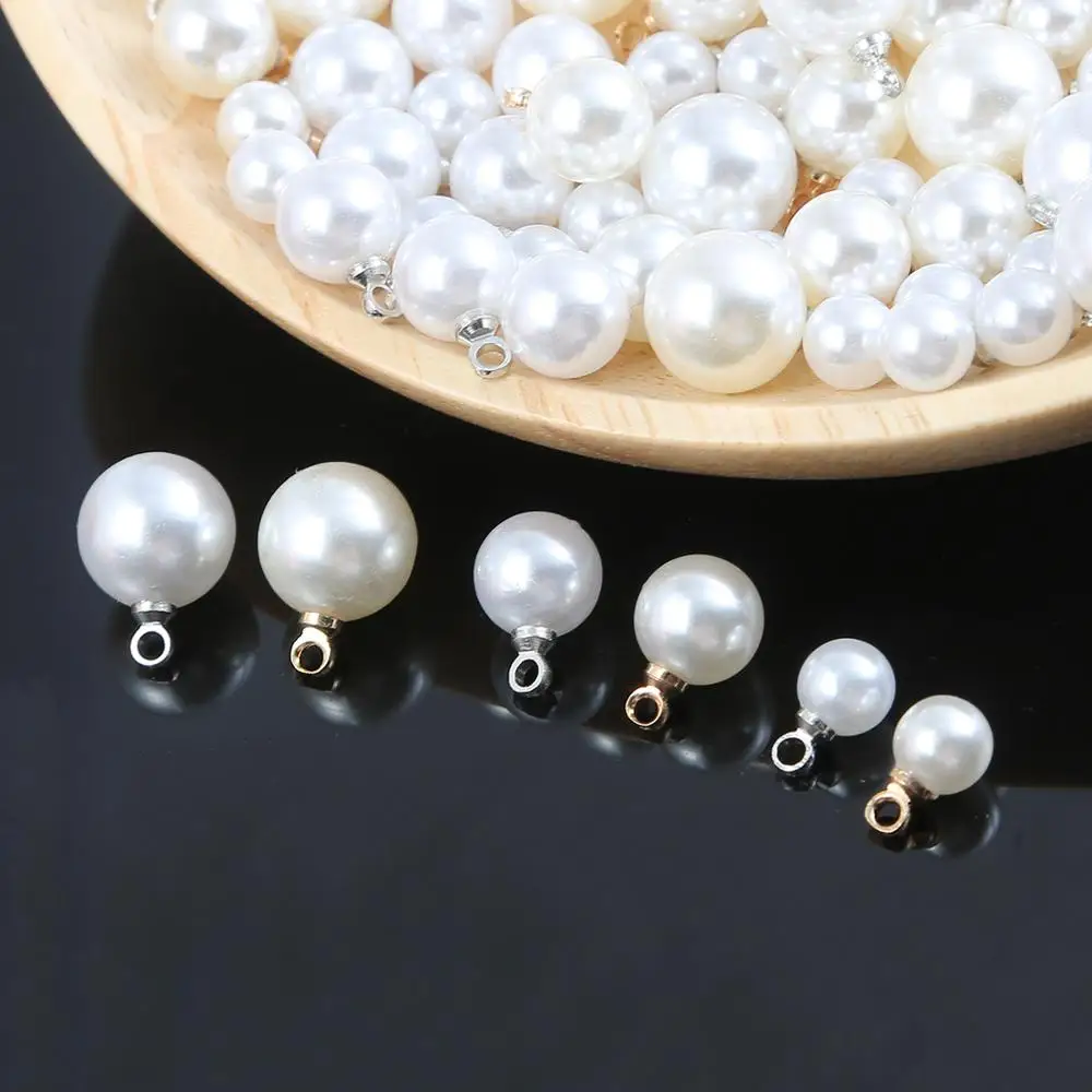 6/8/10mm 10pcs ABS Pearl Beads Charm for Earring Necklace DIY Jewelry Findings Making Earring Necklace Pendant Accessories