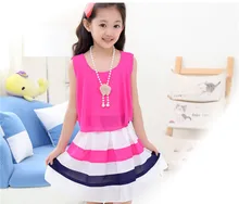 Meninas verão 2018 novo listrado selvagem vestido de chiffon crianças vestidos vestido vestido da menina