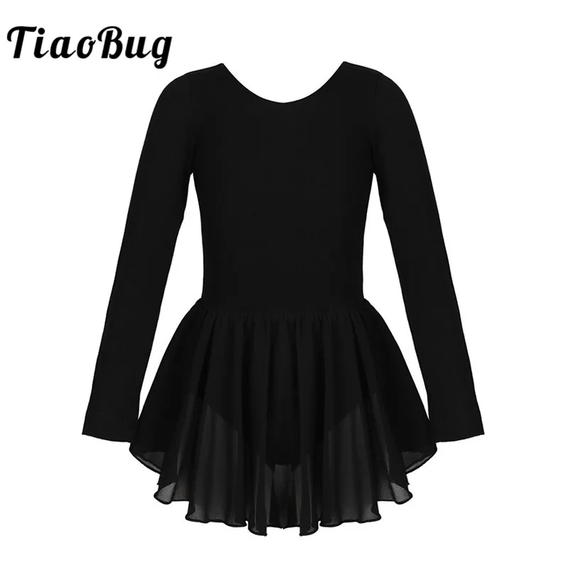 

TiaoBug Kids Long Sleeve Professional Ballet Tutu Dress Girls Ballet Leotards Stage Dance Costume Children Gymnastics Leotard